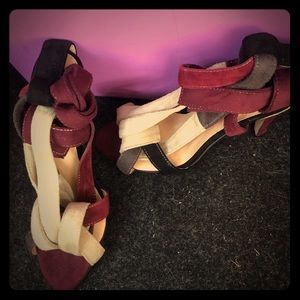 Multi color suede heel